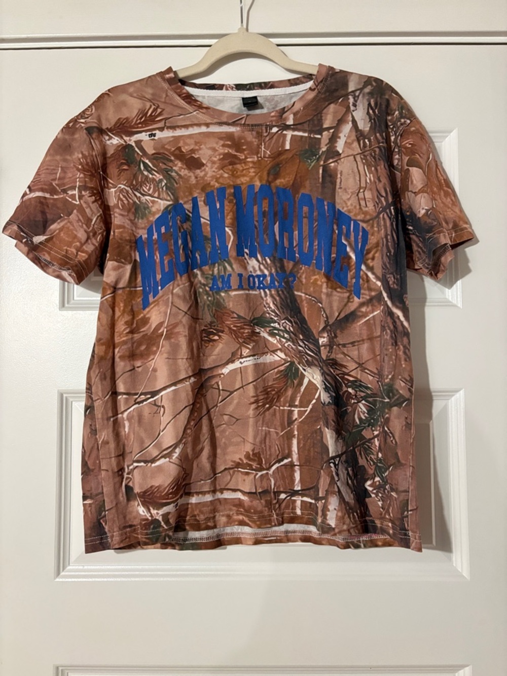 Megan Moroney Camo Short Sleeve Tee in Brown with Blue Logo